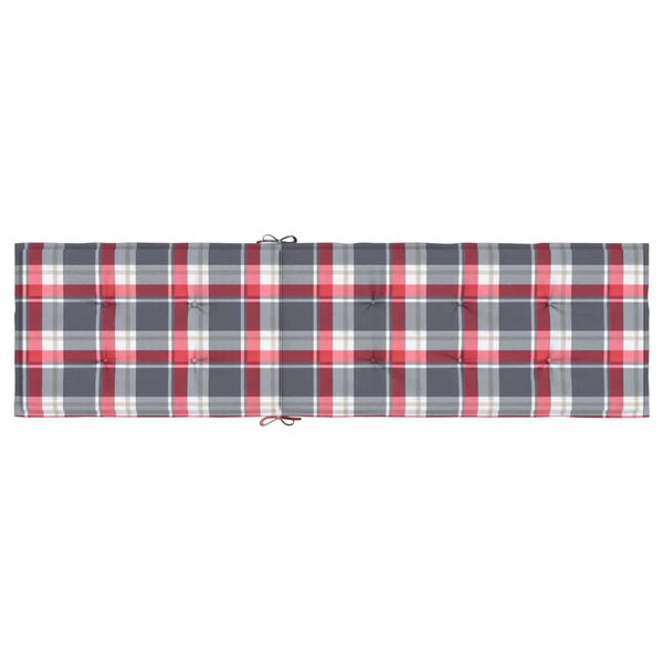 vidaXL Deck Chair Cushion Red Check Pattern (75+105)x50x4 cm