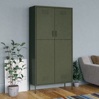 vidaXL Wardrobe Olive Green 90x50x180 cm Steel