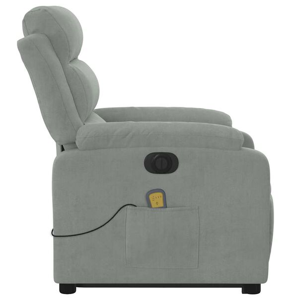 vidaXL Electric Stand up Massage Recliner Chair Light Grey Velvet