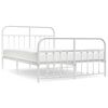 vidaXL Metal Bed Frame without Mattress with Footboard White 135x190cm