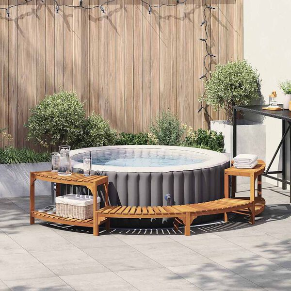 vidaXL Round Outdoor Hot Tub Surround Brown 272 x 120 x 55.5 cm