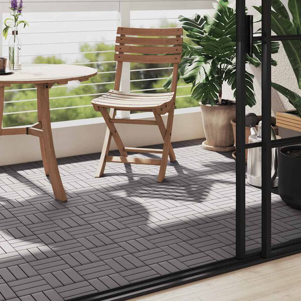 vidaXL Decking Tiles 10 pcs Grey Wash 30x30 cm Solid Acacia Wood