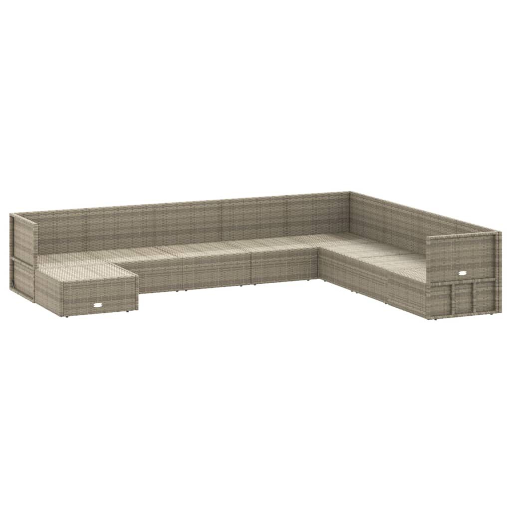 vidaXL 9 Piece Garden Lounge Set with Cushions Grey Poly Rattan