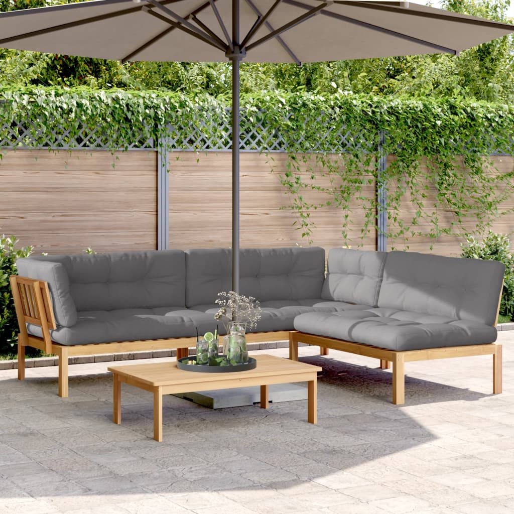 vidaXL 4 Piece Garden Pallet Sofa Set with Cushions Solid Wood Acacia