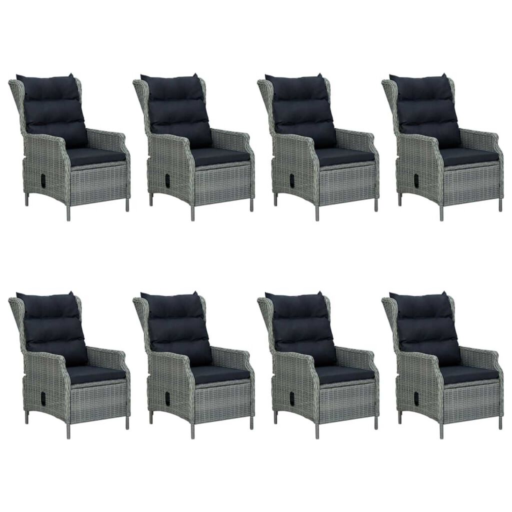 vidaXL 9 Piece Outdoor Dining Set with Cushions Poly Rattan Light Grey