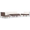 vidaXL 10 Piece Garden Lounge Set with Cushions Poly Rattan Brown