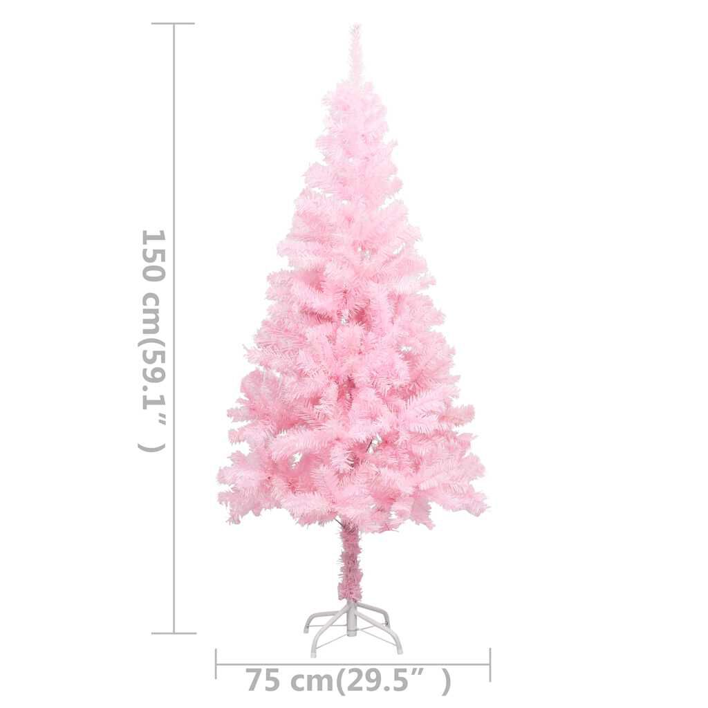 vidaXL Artificial Pre-lit Christmas Tree with Ball Set Pink 150 cm PVC