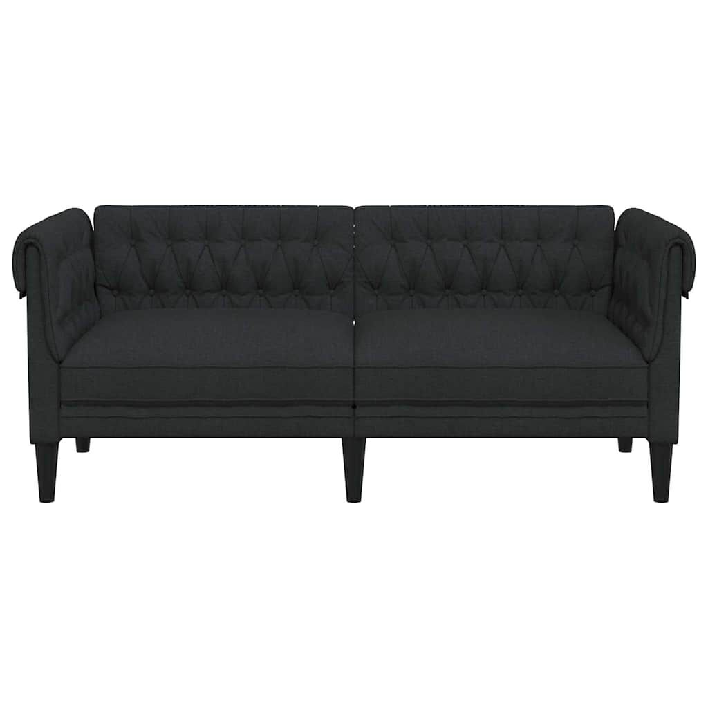 vidaXL Chesterfield Sofa 2-Seater Black Fabric