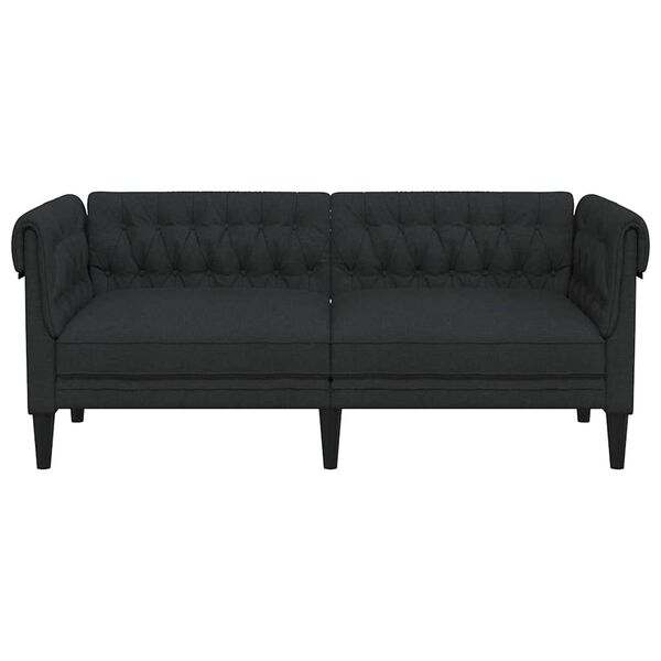 vidaXL Chesterfield Sofa 2-Seater Black Fabric
