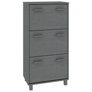 vidaXL Shoe Cabinet HAMAR Dark Grey 59.5x35x117 cm Solid Wood Pine