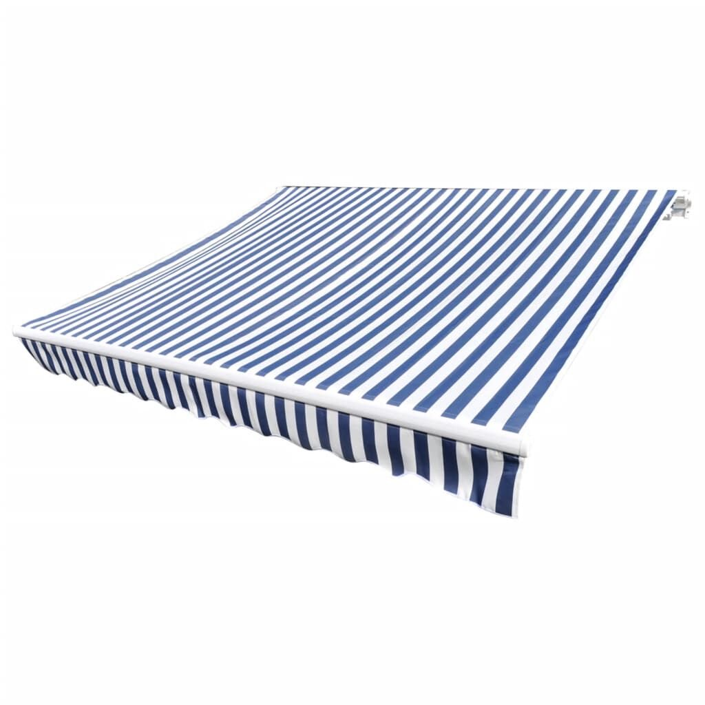 vidaXL Awning Top Sunshade Canvas Blue & White 4 x 3 m
