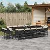 vidaXL 15 Piece Garden Dining Set with Cushions Black Poly Rattan