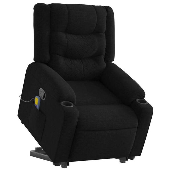 vidaXL Stand up Massage Recliner Chair Black Fabric