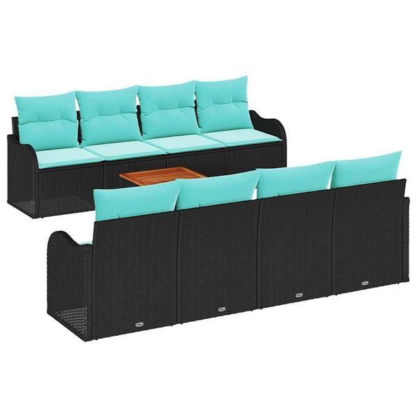 vidaXL Garden Sofa Set 9 pcs Black and turquoise