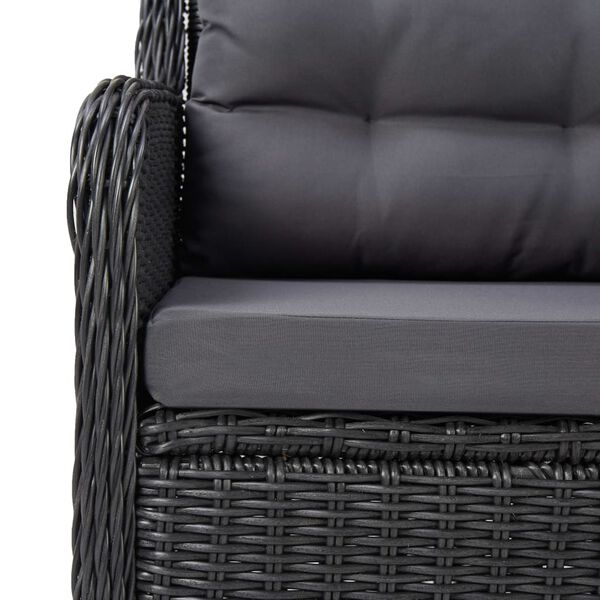 vidaXL 7 Piece Garden Dining Set Poly Rattan Black