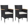 vidaXL 3 Piece Garden Dining Set with Cushions Poly Rattan Black