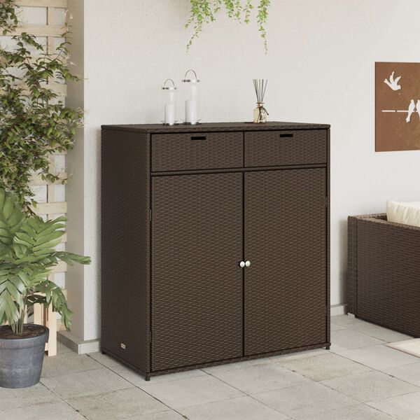 vidaXL Garden Storage Cabinet Brown 105x55x113 cm Poly Rattan