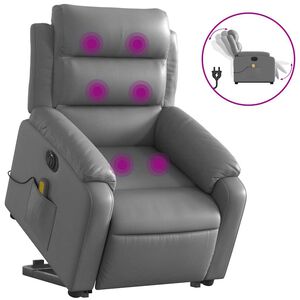 vidaXL Electric Stand up Massage Recliner Chair Grey Faux Leather