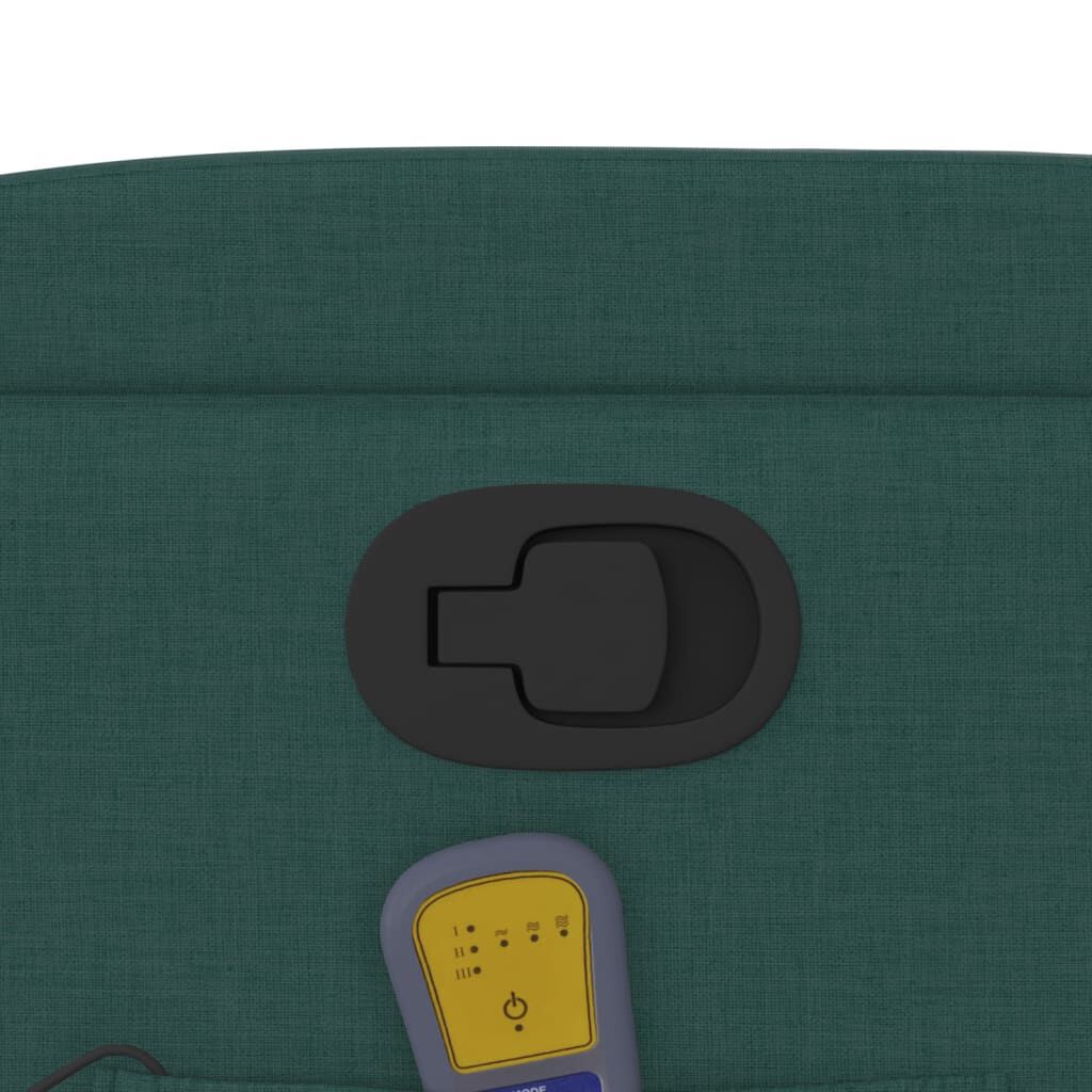vidaXL Massage Recliner Chair Dark Green Fabric
