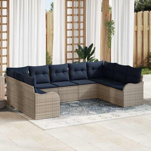 vidaXL Garden Sofa Set Grey Poly Rattan