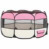 vidaXL Foldable Dog Playpen with Carrying Bag Pink 125x125x61 cm