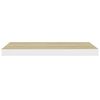 vidaXL Floating Wall Shelves 2 pcs Oak and White 60x23.5x3.8 cm MDF
