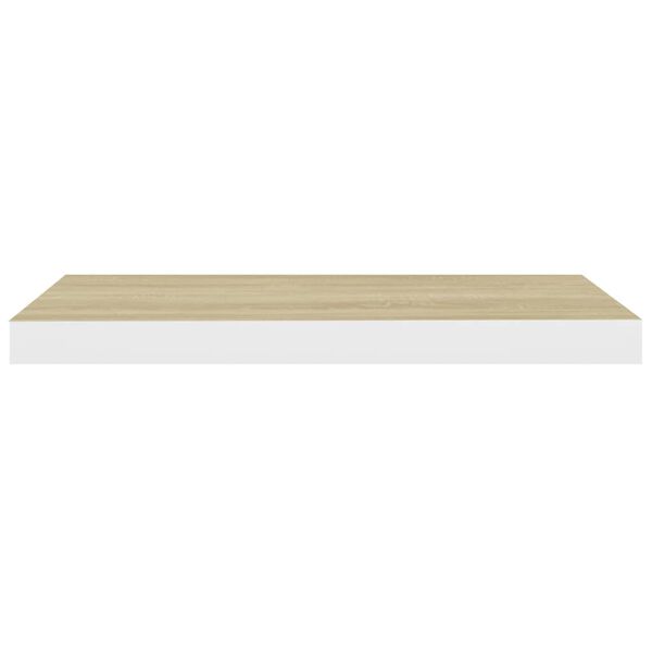 vidaXL Floating Wall Shelves 2 pcs Oak and White 60x23.5x3.8 cm MDF