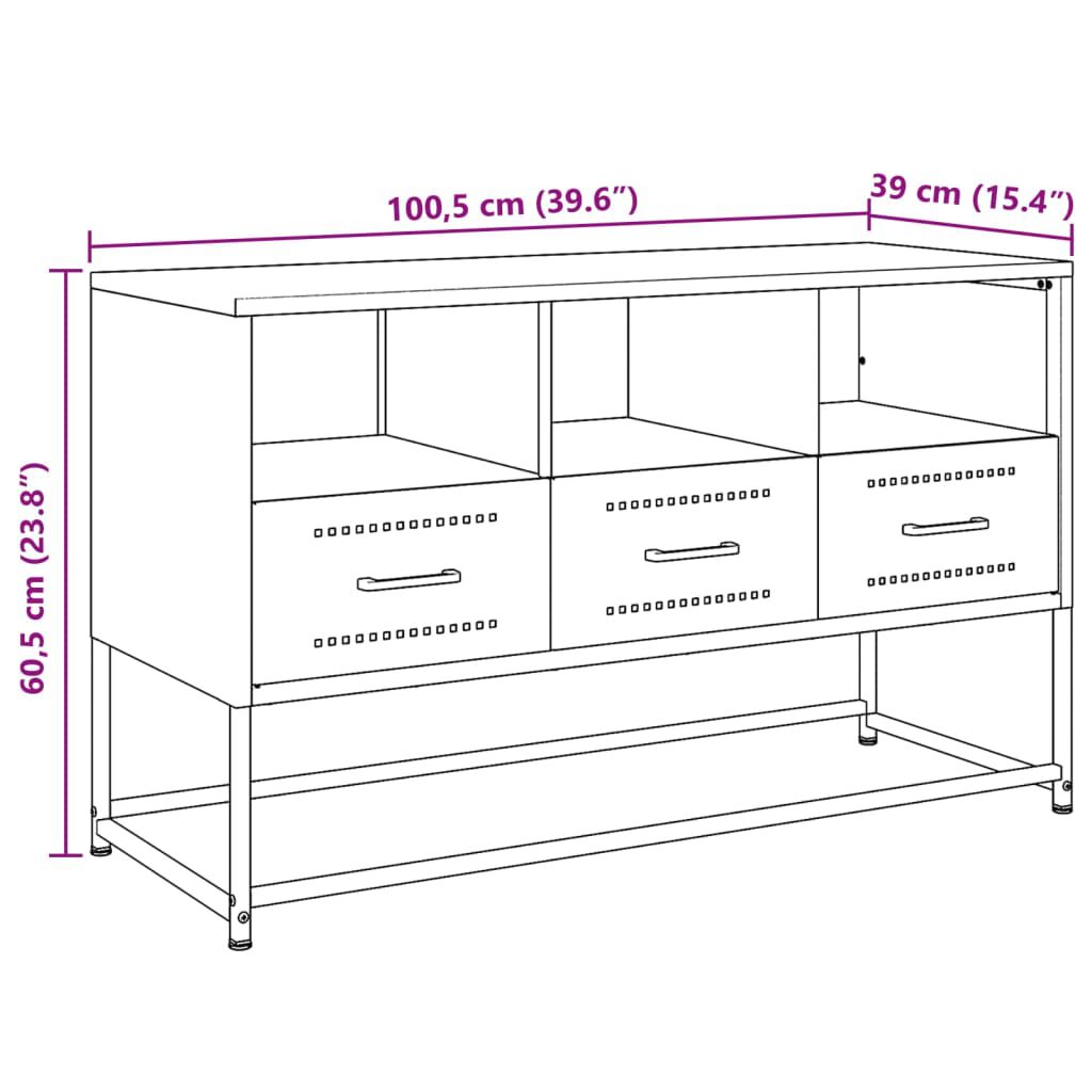 vidaXL TV Cabinet Black 100.5x39x60.5 cm Steel