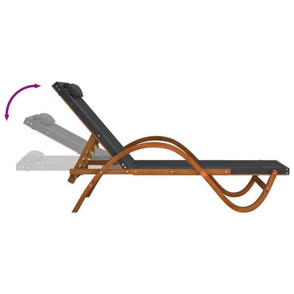 vidaXL Sun Lounger with Pillow Grey Textilene and Solid Wood Poplar