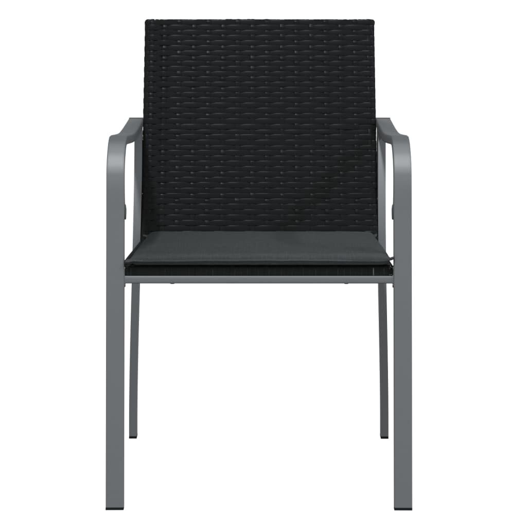 vidaXL Garden Chairs with Cushions 2 pcs Black 56x59x84 cm Poly Rattan