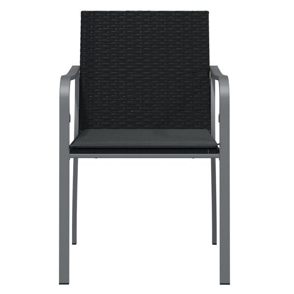 vidaXL Garden Chairs with Cushions 2 pcs Black 56x59x84 cm Poly Rattan