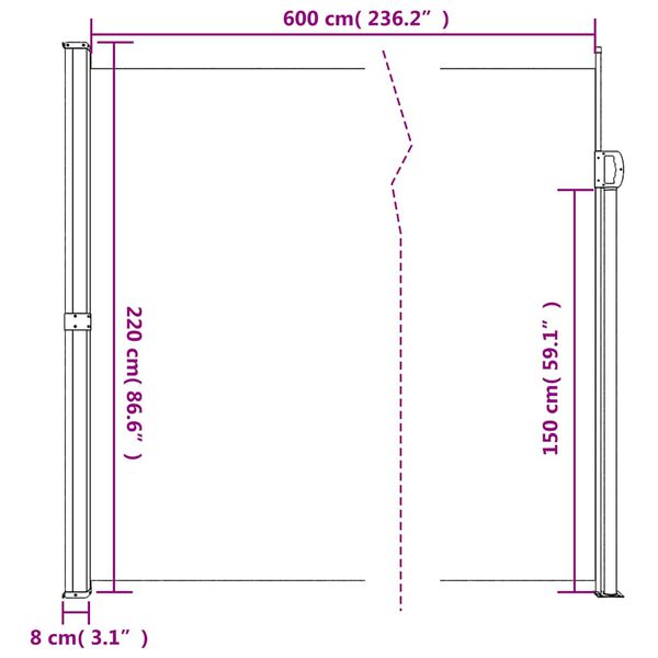 vidaXL Retractable Side Awning Anthracite 220x600 cm