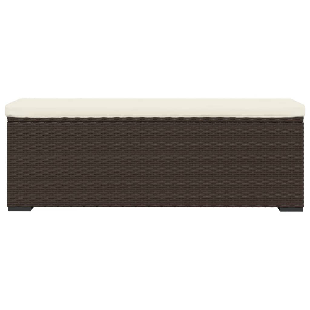 vidaXL Ottoman Bench with Cushion Brown 110x30x40 cm Poly Rattan