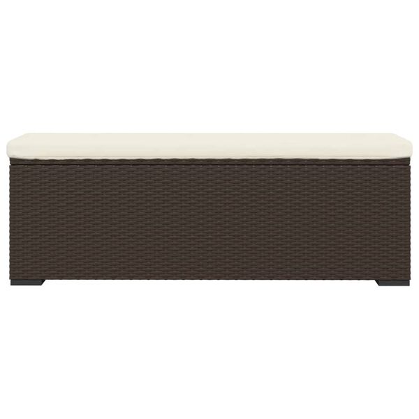 vidaXL Ottoman Bench with Cushion Brown 110x30x40 cm Poly Rattan