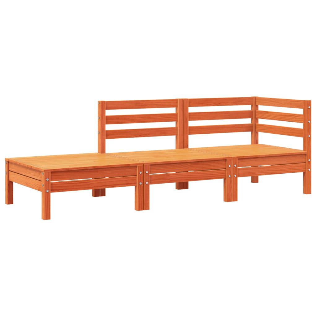 vidaXL Garden Sofa with Cushions and Footstool Solid Wood Pine