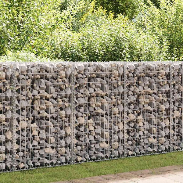 vidaXL Gabion Wall with Covers Galvanised Steel 100x20x100 cm