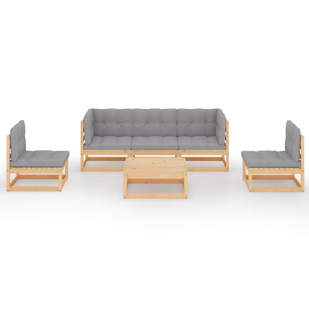 vidaXL 6 Piece Garden Lounge Set with Cushions Solid Pinewood