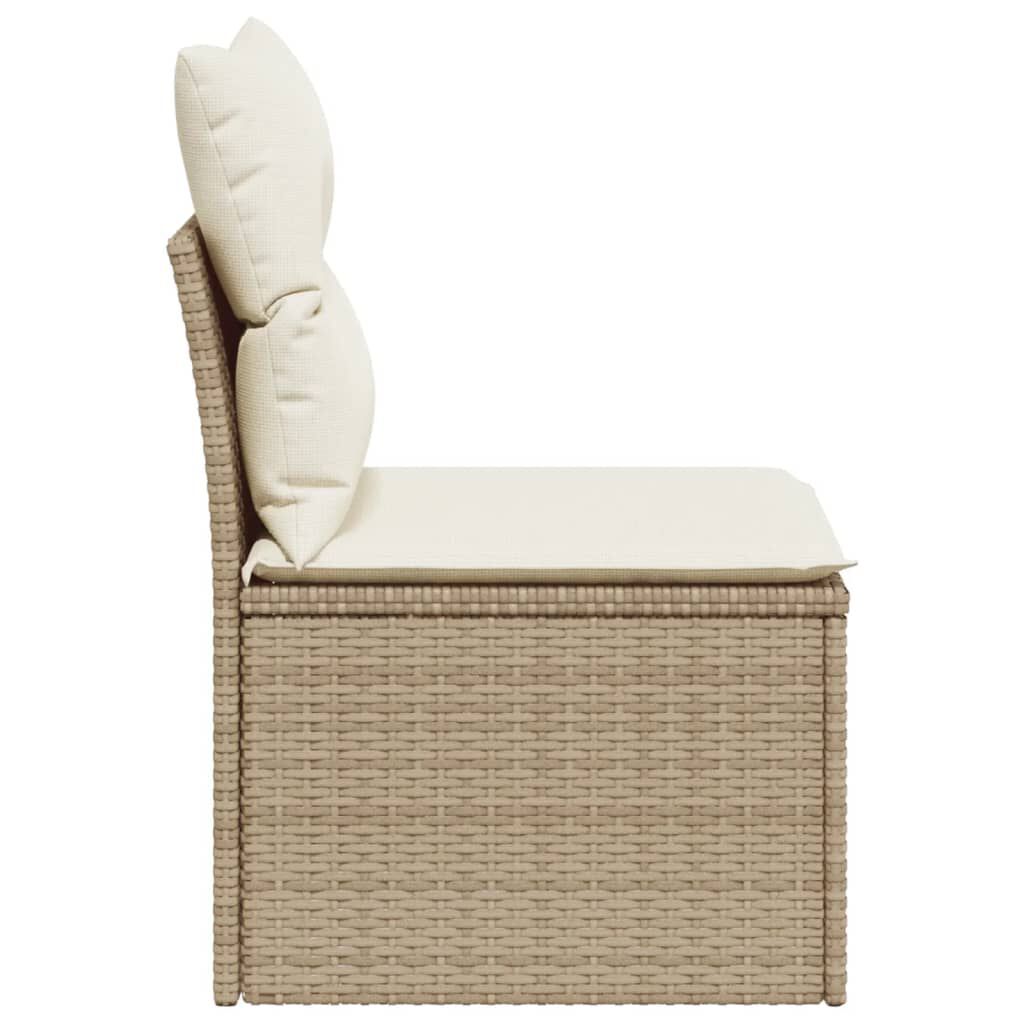 vidaXL Garden Sofa Armless with Cushions Beige Poly Rattan