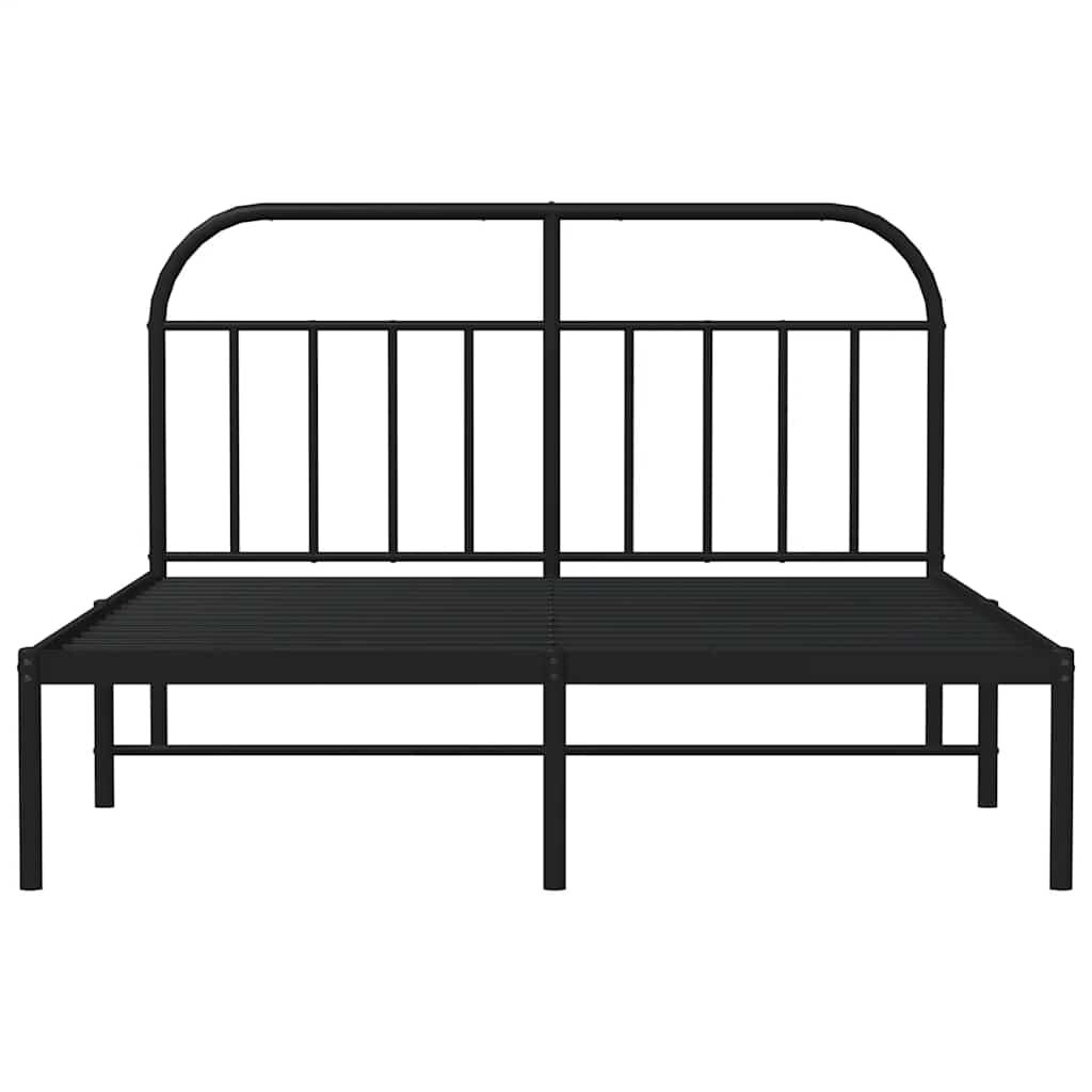 vidaXL Metal Bed Frame without Mattress with Headboard Black 135x190cm