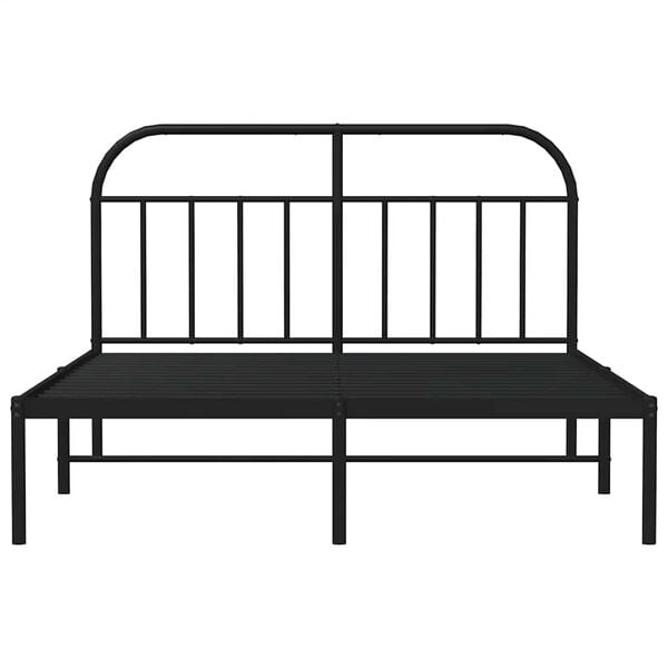 vidaXL Metal Bed Frame without Mattress with Headboard Black 135x190cm