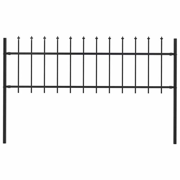 vidaXL Garden Fence Woerden with Spear Top Steel 181x60 cm Black