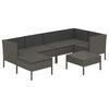 vidaXL 7 Piece Garden Lounge Set with Cushions Poly Rattan Grey