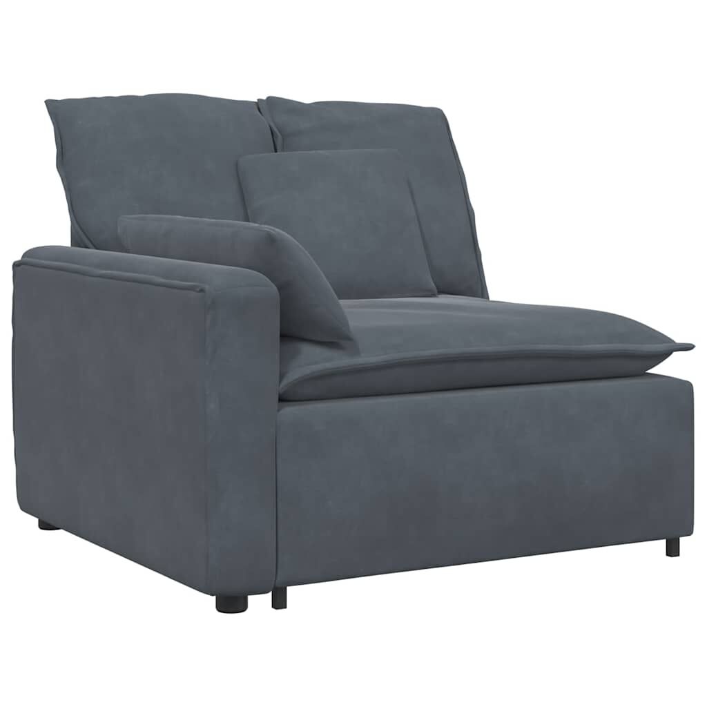 vidaXL Modular Sofa with Footstool and Cushions Dark Grey