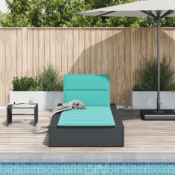 vidaXL Sunbed with Floating Cushion Black Poly Rattan