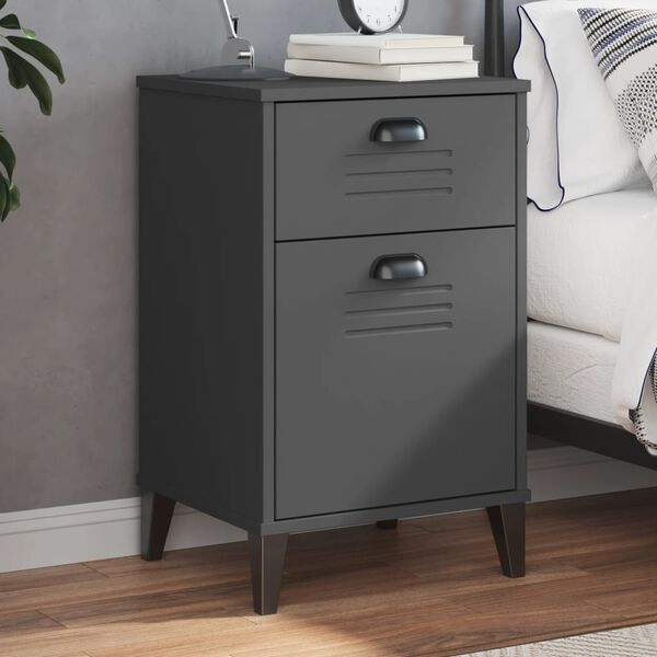 vidaXL Bedside Cabinet VIKEN Anthracite Grey Engineered Wood