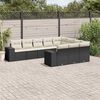 vidaXL 10 Piece Garden Sofa Set with Cushions Black Poly Rattan
