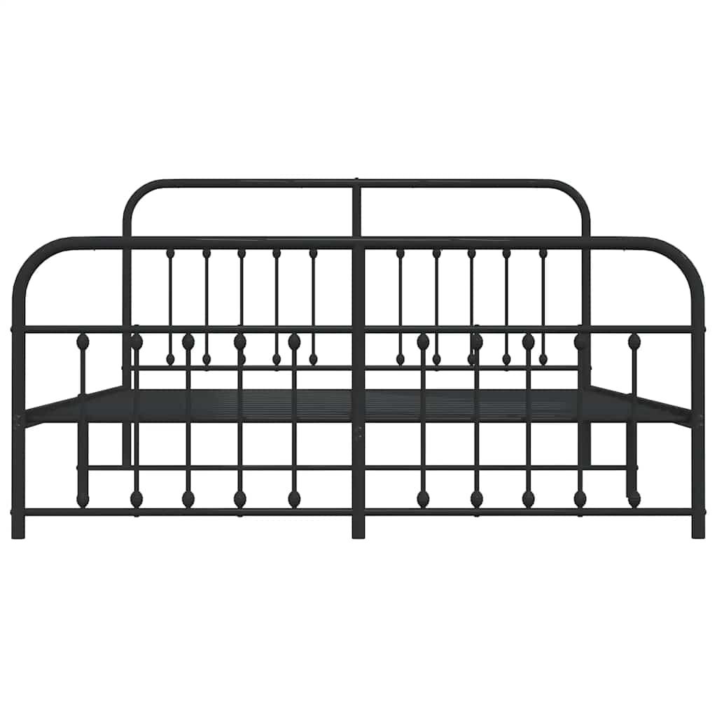 vidaXL Metal Bed Frame without Mattress with Footboard Black 183x213cm