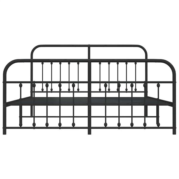 vidaXL Metal Bed Frame without Mattress with Footboard Black 183x213cm