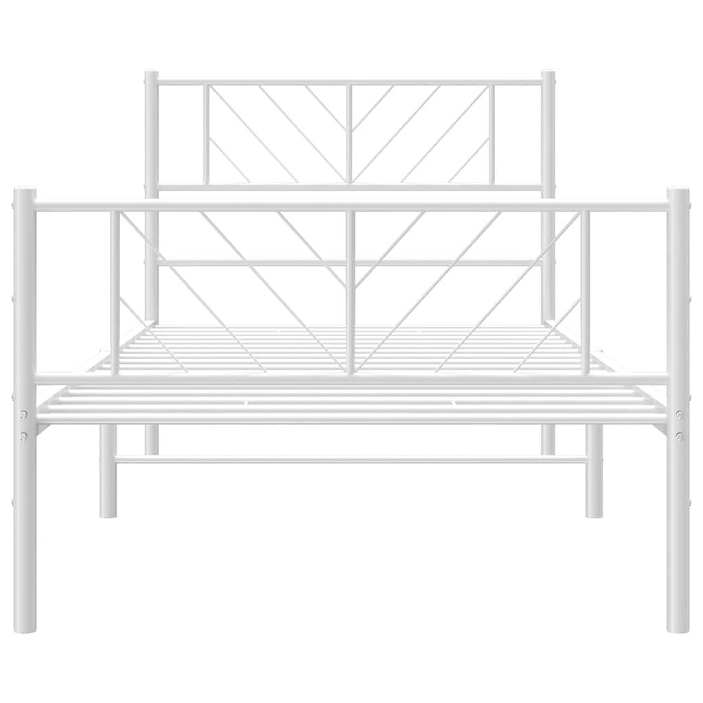 vidaXL Metal Bed Frame without Mattress with Footboard White 100x190cm