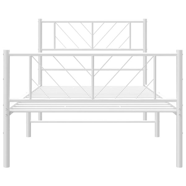 vidaXL Metal Bed Frame without Mattress with Footboard White 100x190cm